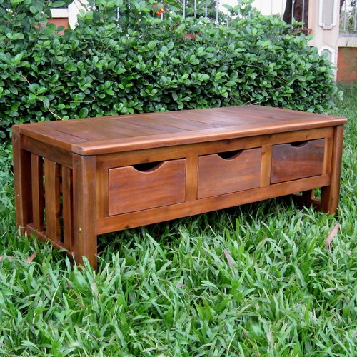 Drawer bench without back - 3-drawer,