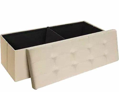 Beige tufted faux leather - faux,