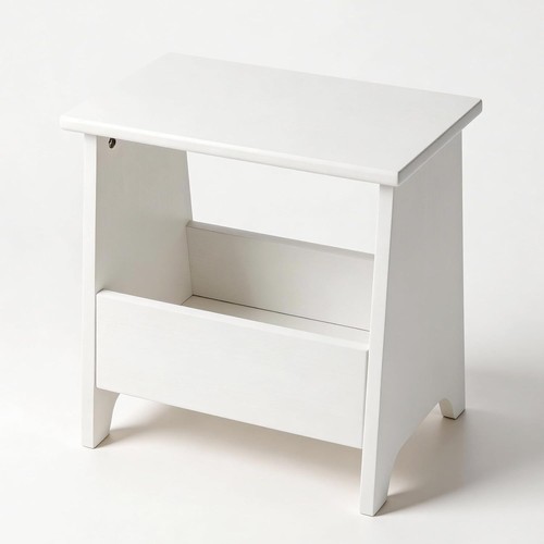 White flat storage - flat, stool