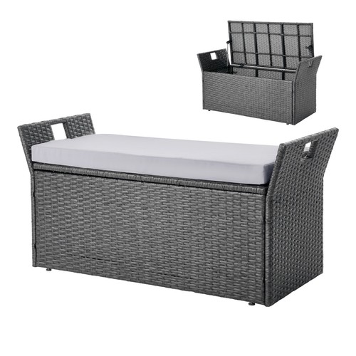Outdoor storage bench rattan - storage,